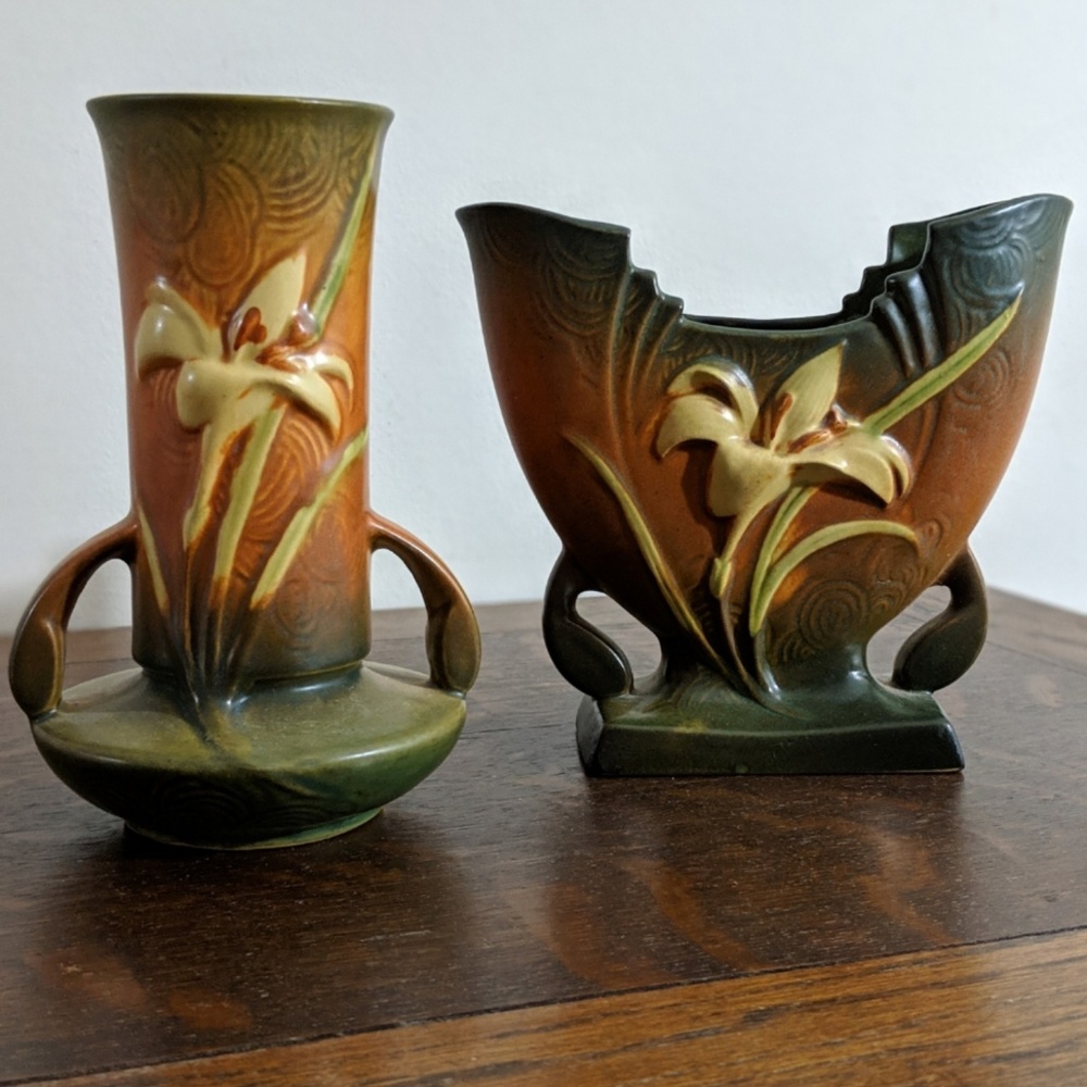Roseville Pottery Zephyr Lily Brown Vases